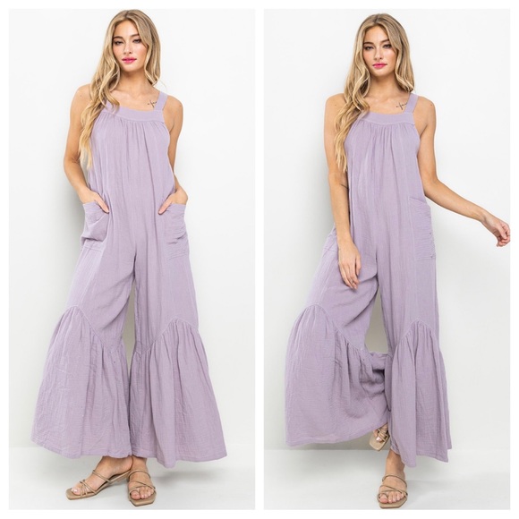 07 Boho -Cotton gauze solid fabric Wide leg
Jumpsuit - Picture 1 of 3